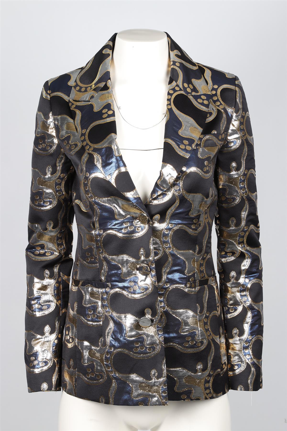 LA DOUBLEJ BLACK JACQUARD BLAZER UK 8 - Image 2