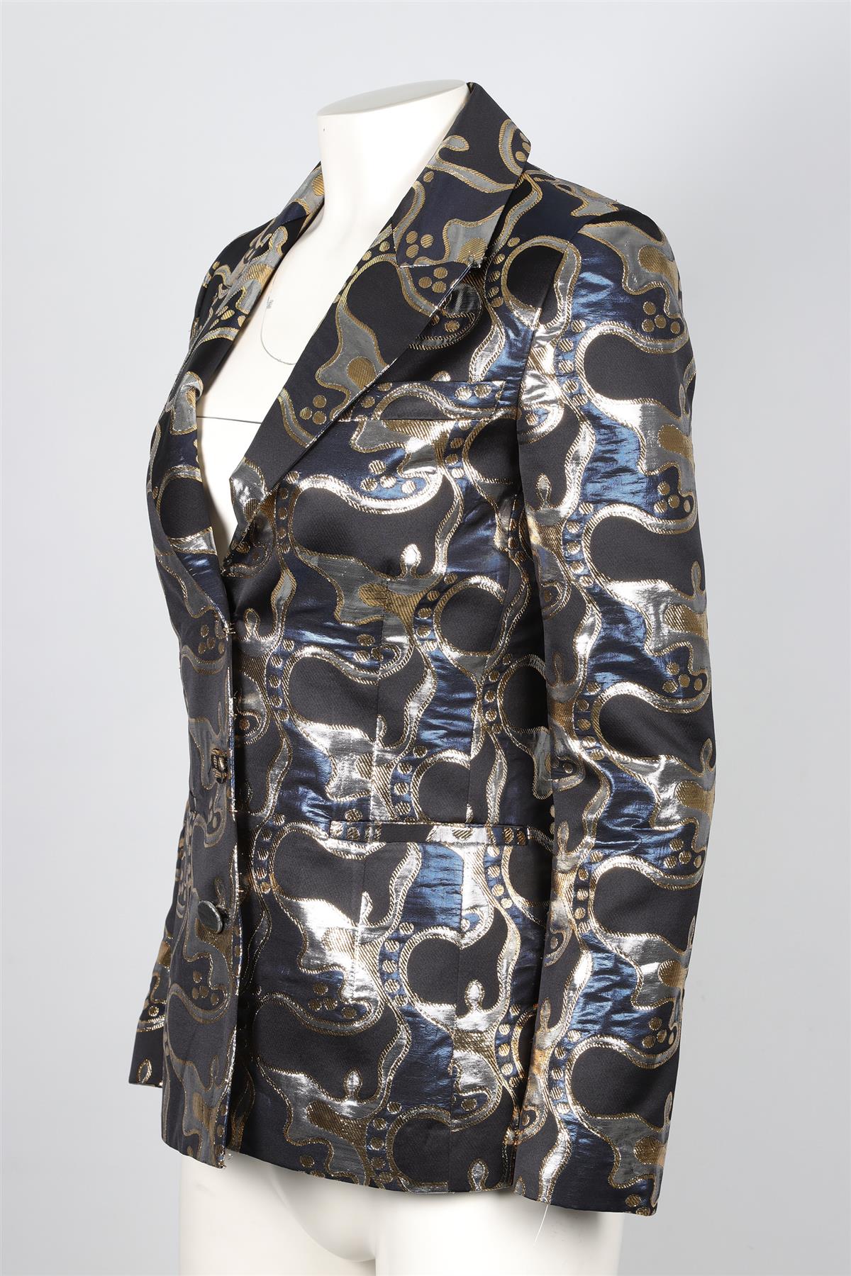 LA DOUBLEJ BLACK JACQUARD BLAZER UK 8 - Image 3