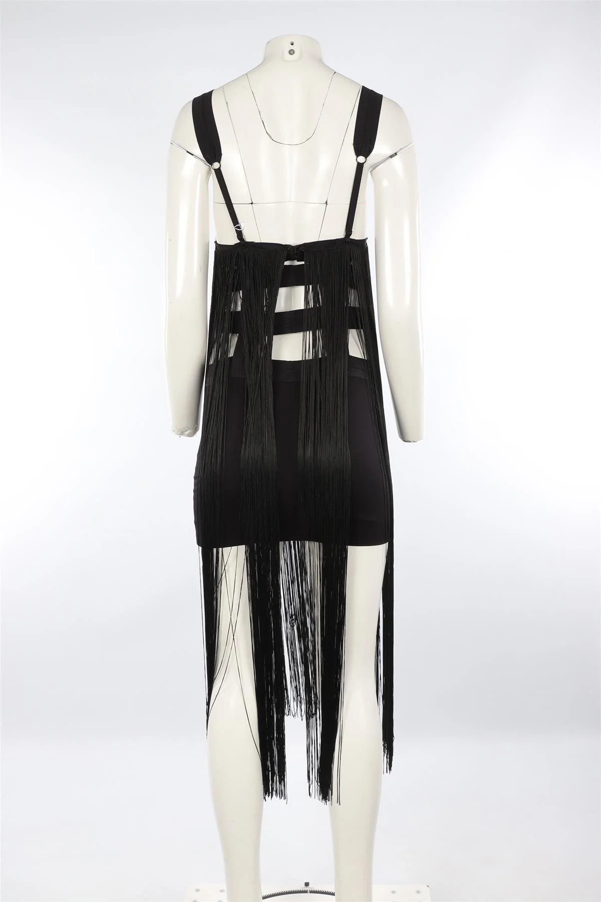LA PERLA BLACK FRINGE MAXI DRESS UK 12 - Image 4