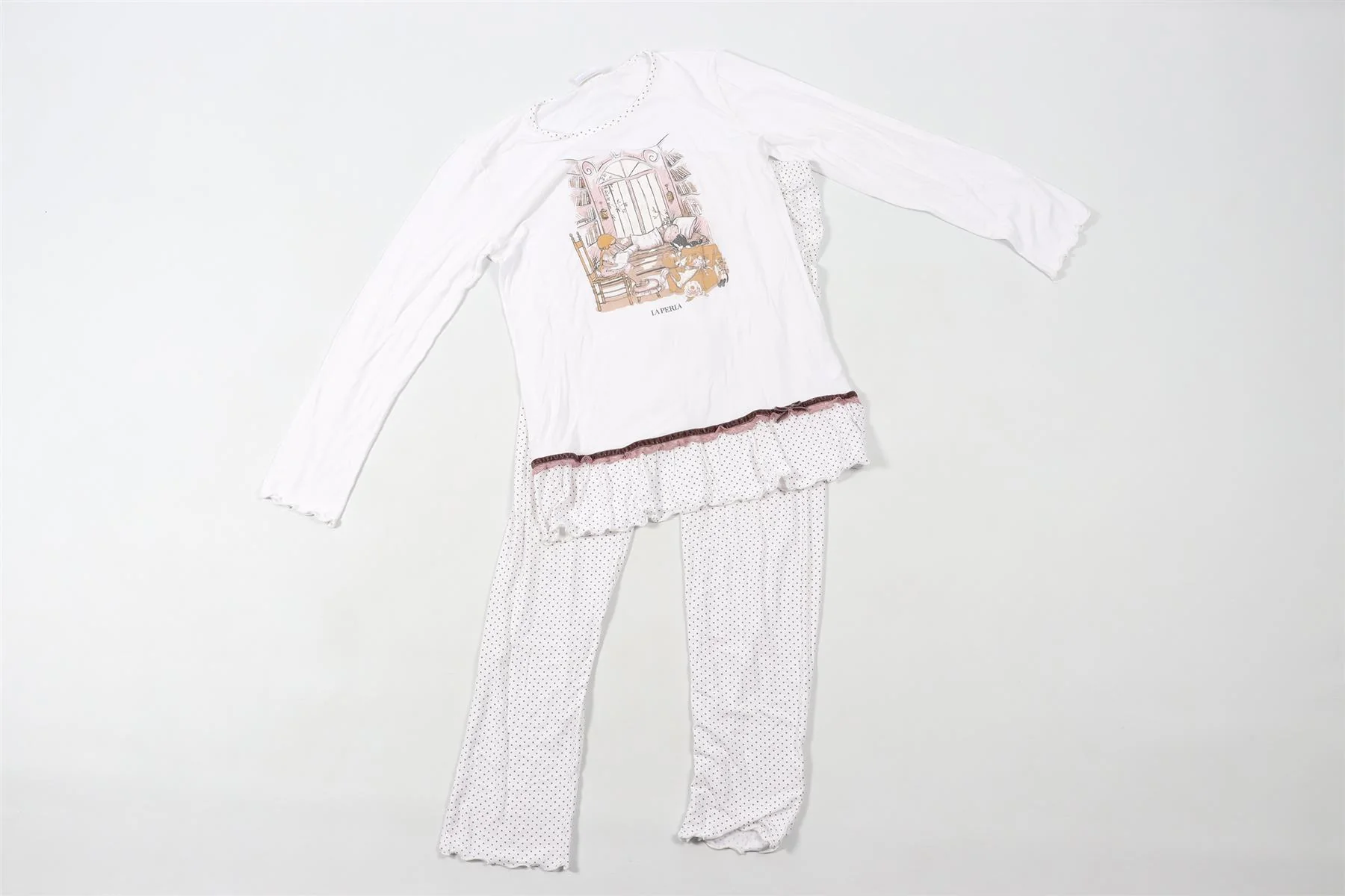 LA PERLA WHITE KIDS GIRLS PYJAMA SET 12 YEARS - Image 2