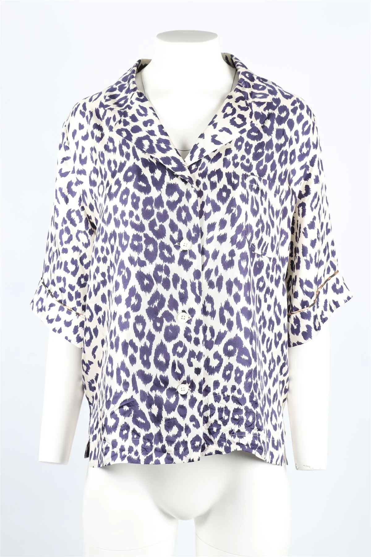 LA PRESTIC OUISTON CREAM AND NAVY SILK TOP SIZE 1 UK 8 - Image 2