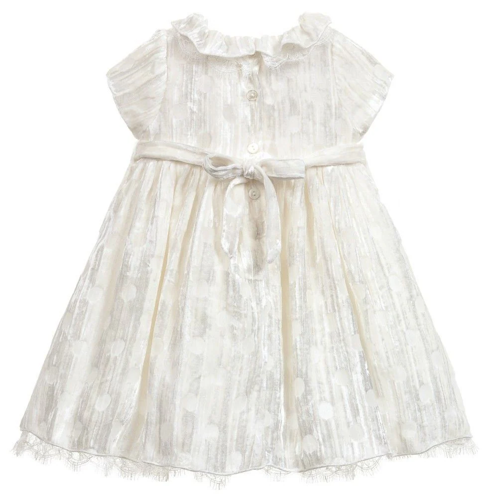 LA STUPENDERIA BABY IVORY VELVET SPOTTED DRESS 24 MONTHS - Image 4