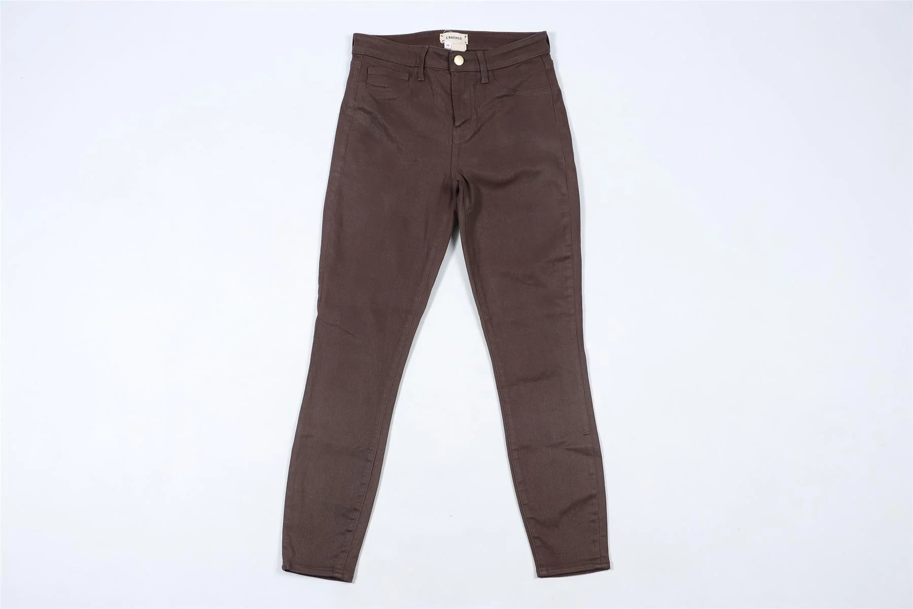 L'AGENCE BROWN HIGH RISE SKINNY JEANS W26 UK 8 - Image 2