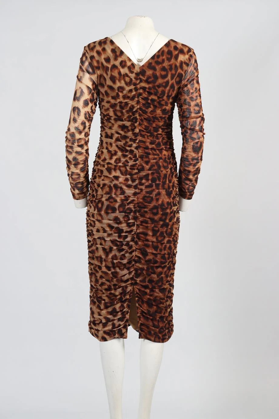 L'AGENCE LEOPARD PRINT MESH MIDI DRESS SMALL - Image 4