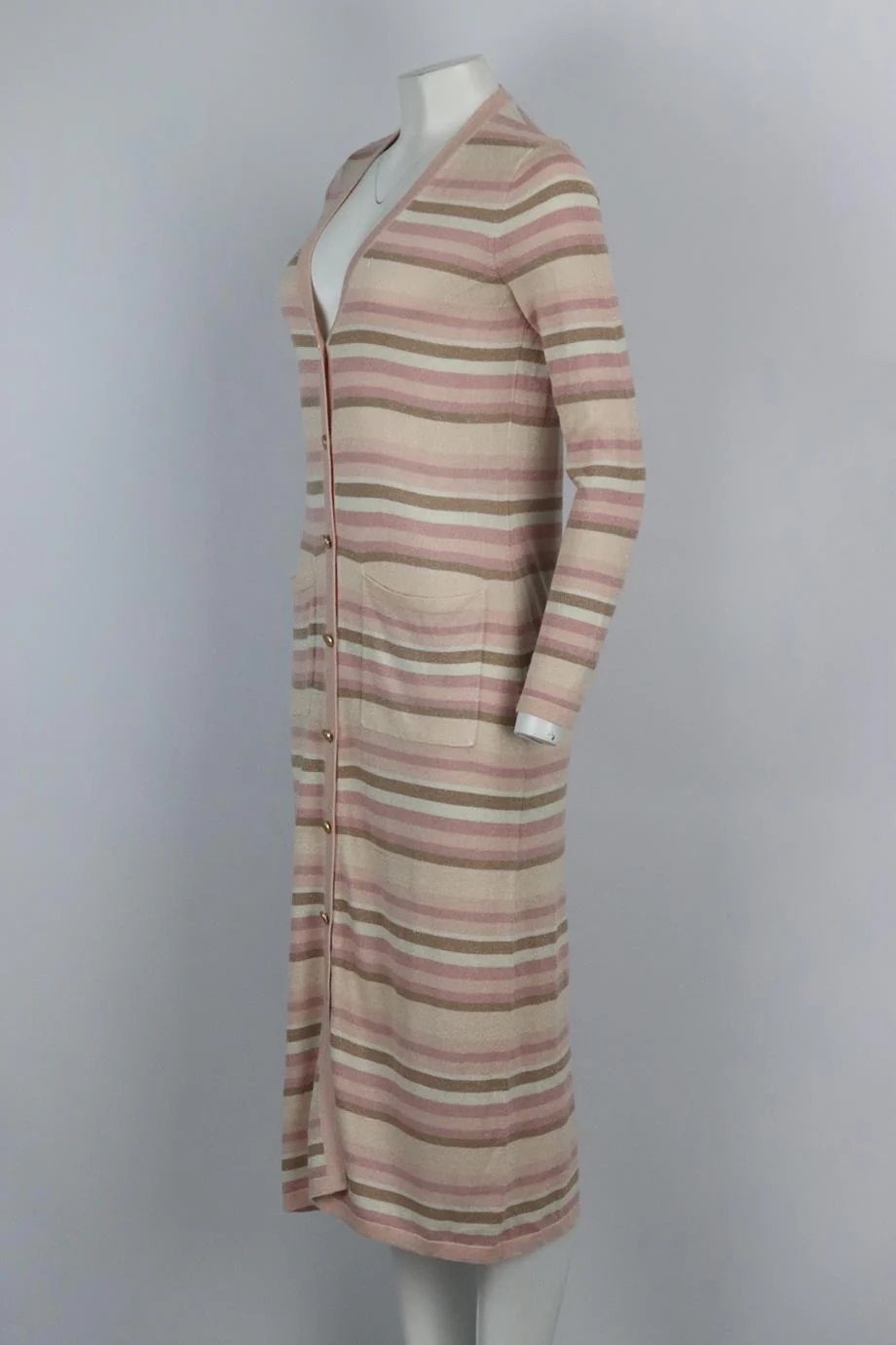 L'AGENCE STRIPED STRETCH KNIT CARDIGAN SMALL - Image 3