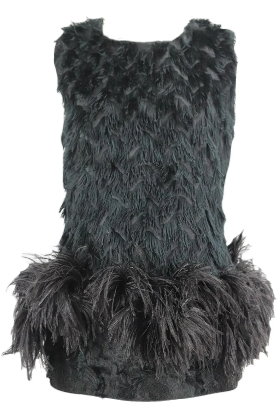 LANVIN 2014 FEATHER TRIMMED WOOL BLEND MINI DRESS FR 38 UK 10