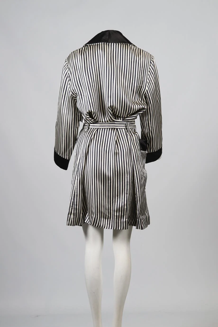 LANVIN BELTED STRIPED SILK ROBE FR 38 UK 10 - Image 4