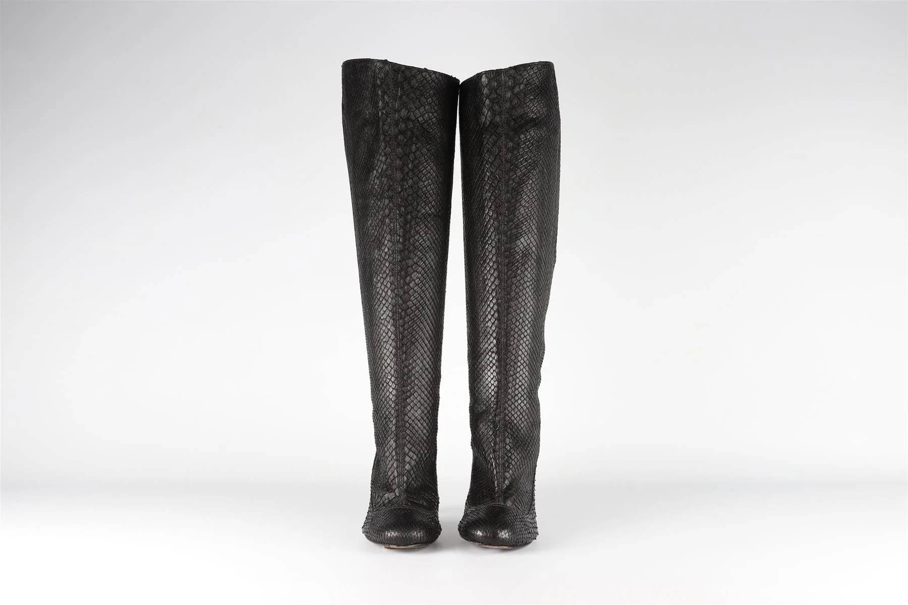 LANVIN BLACK 2003 PYTHON KNEE HIGH BOOTS EU 40 UK 7 US 10 - Image 3