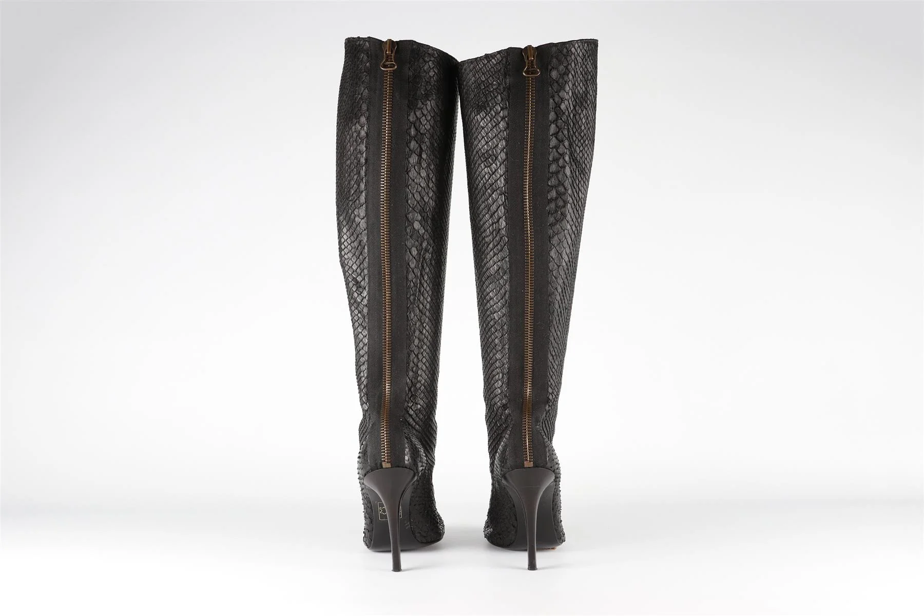 LANVIN BLACK 2003 PYTHON KNEE HIGH BOOTS EU 40 UK 7 US 10 - Image 4