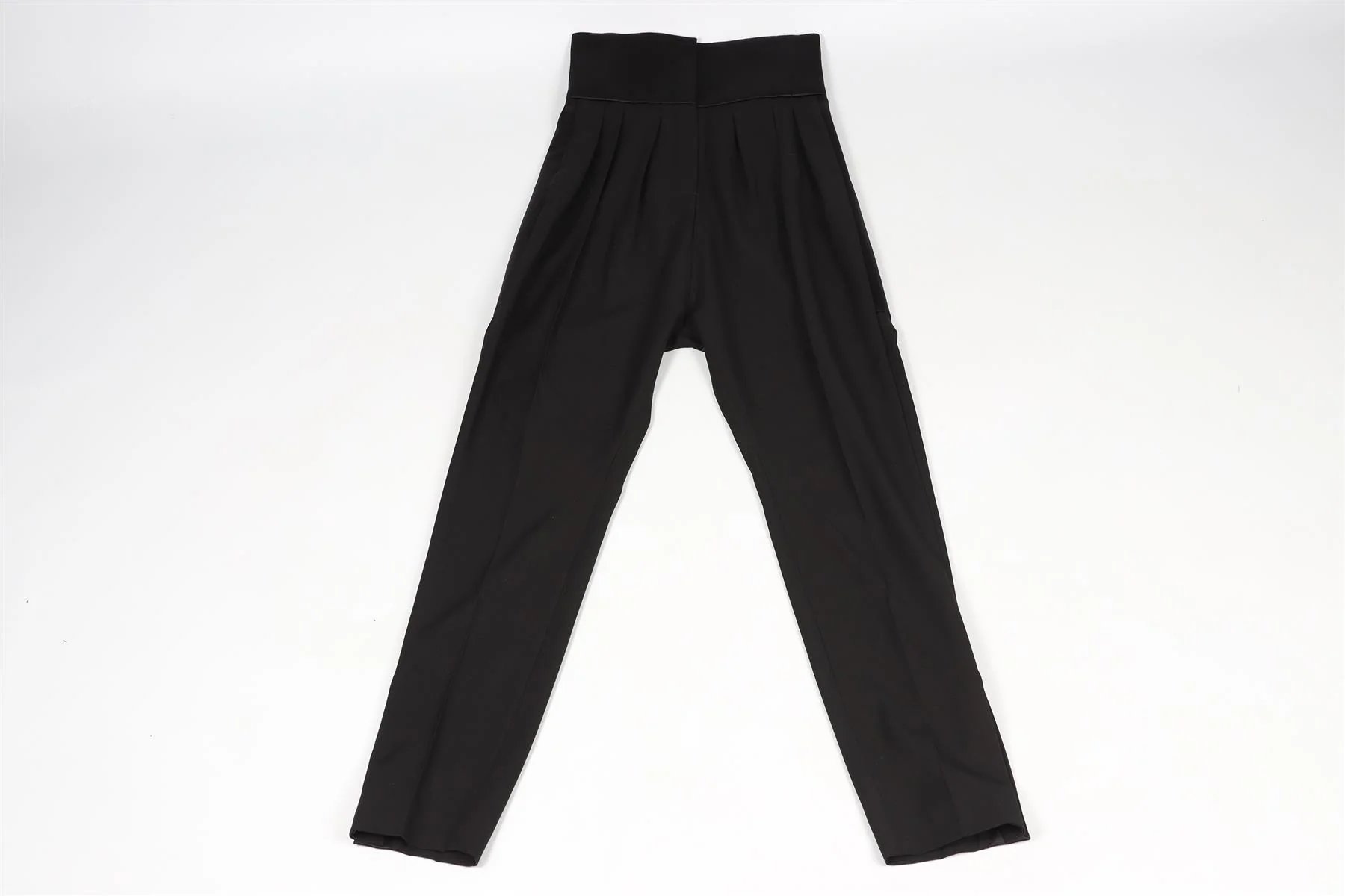 LANVIN BLACK SATIN AND WOOL BLEND STRAIGHT LEG PANTS FR 36 UK 8 - Image 2