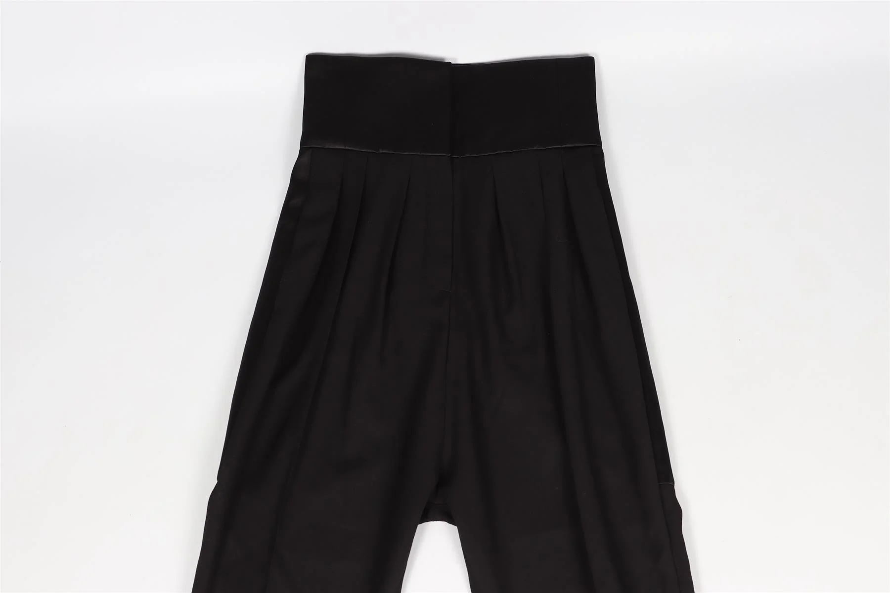 LANVIN BLACK SATIN AND WOOL BLEND STRAIGHT LEG PANTS FR 36 UK 8 - Image 3