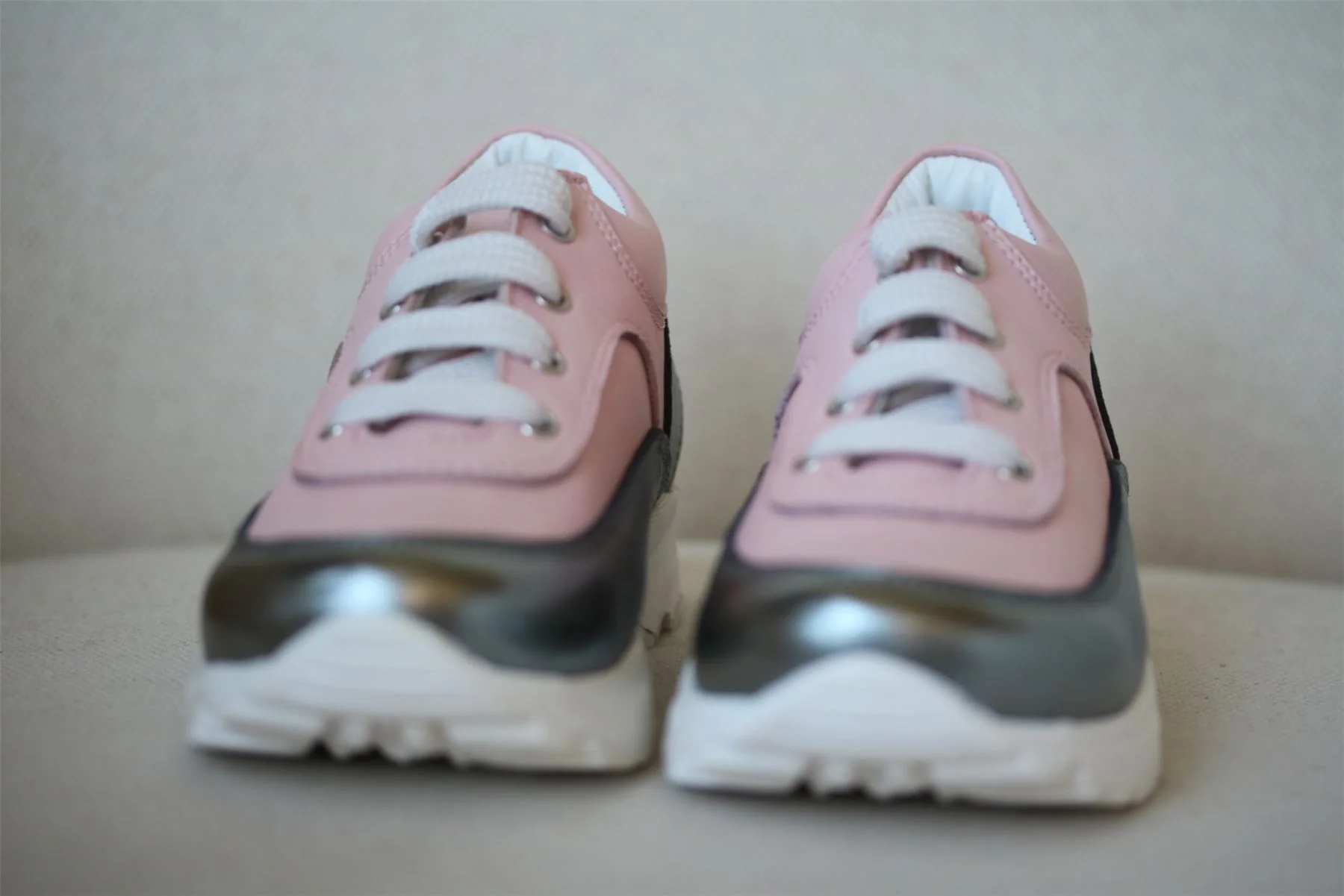 LANVIN GIRLS PINK LEATHER TRAINERS EU 26 UK 8.5 - Image 3