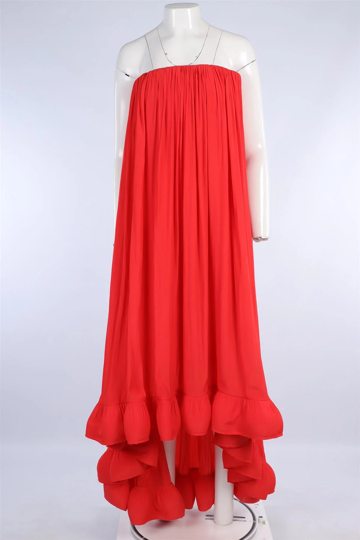 LANVIN RED SATIN MAXI DRESS FR 36 UK 8 - Image 2