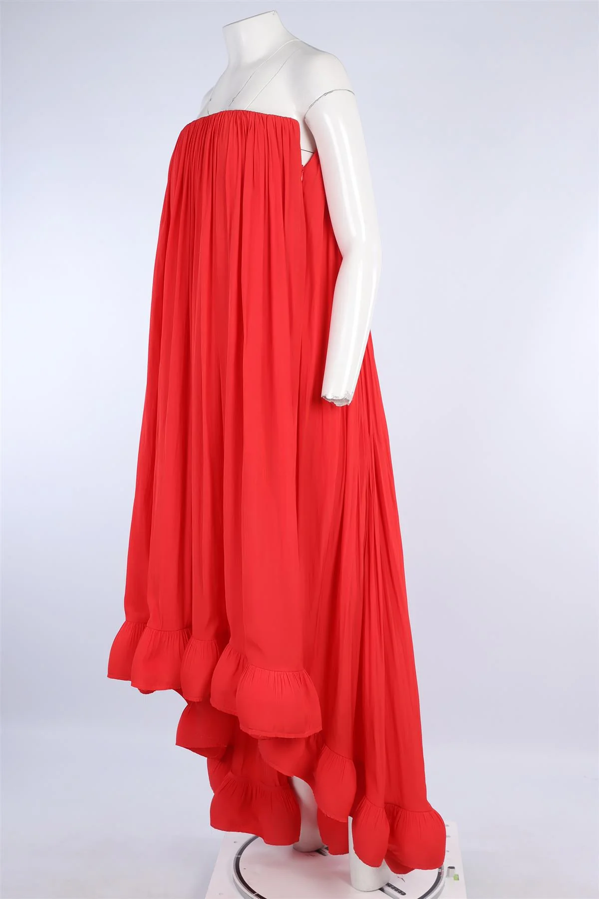 LANVIN RED SATIN MAXI DRESS FR 36 UK 8 - Image 3