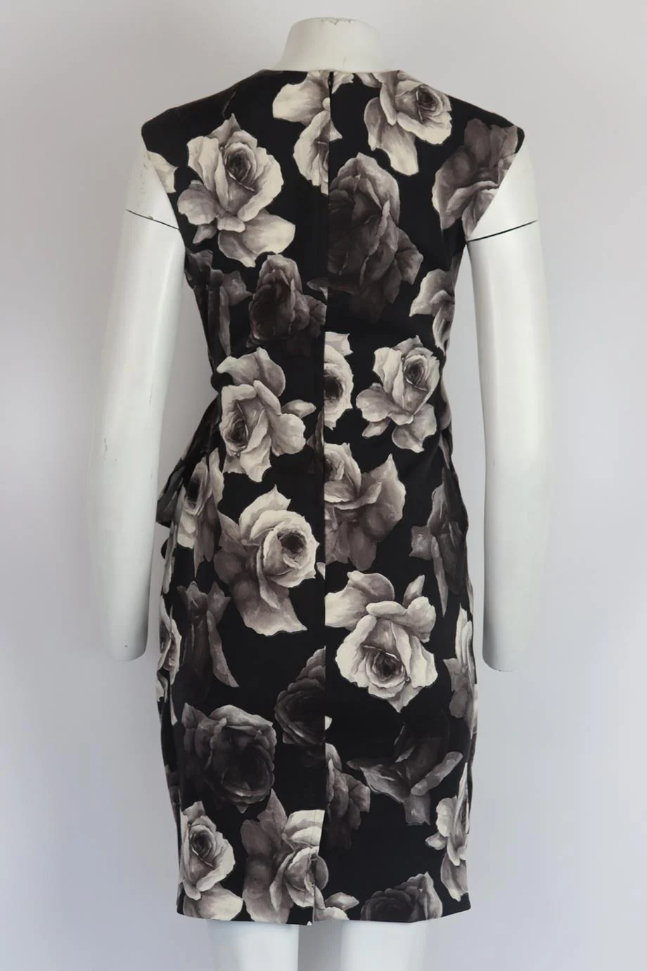 LANVIN RUCHED FLORAL PRINT STRETCH WOOL BLEND DRESS FR 38 UK 10 - Image 4