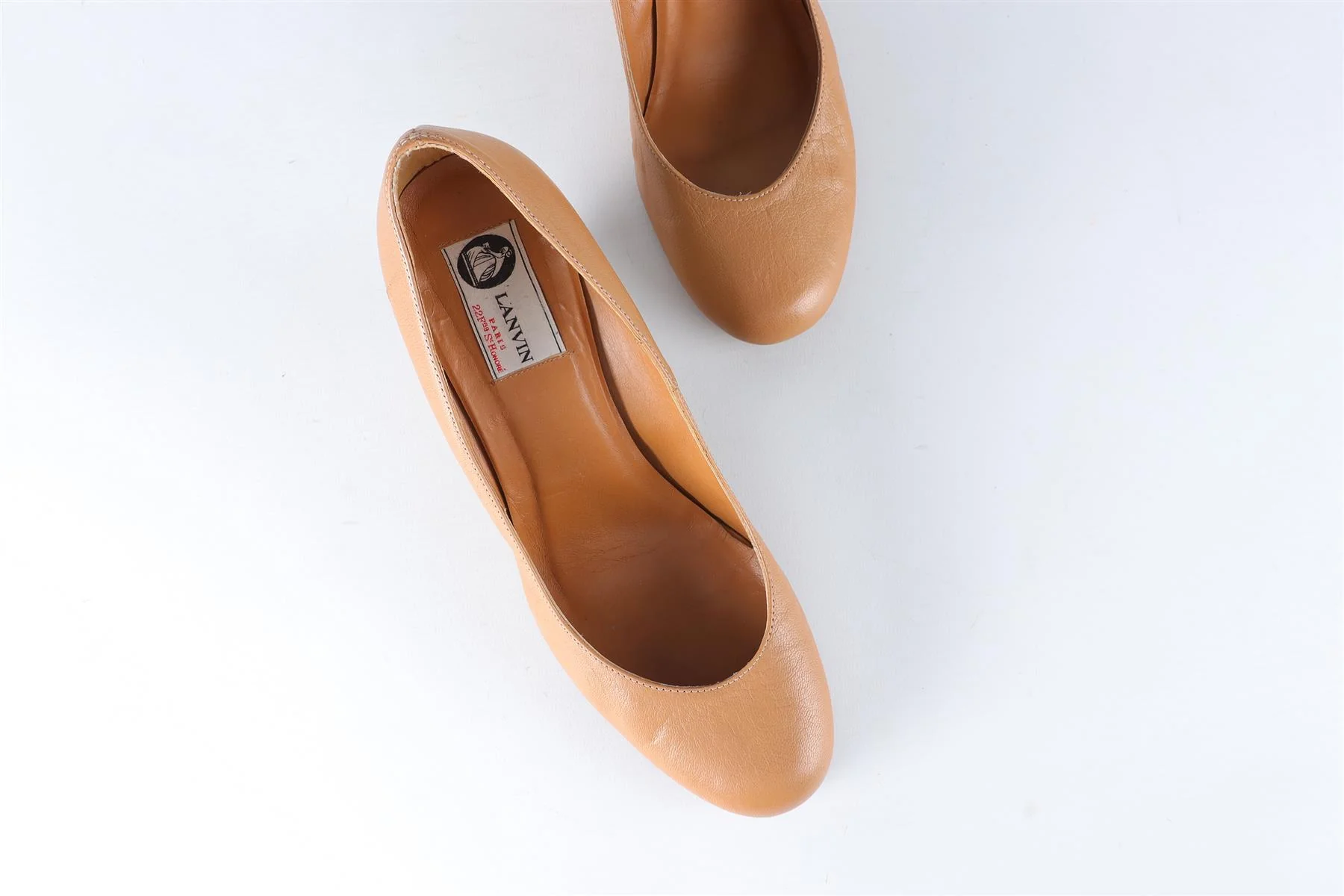 LANVIN TAN LEATHER WEDGE PUMPS EU 38 UK 5 US 8 - Image 4