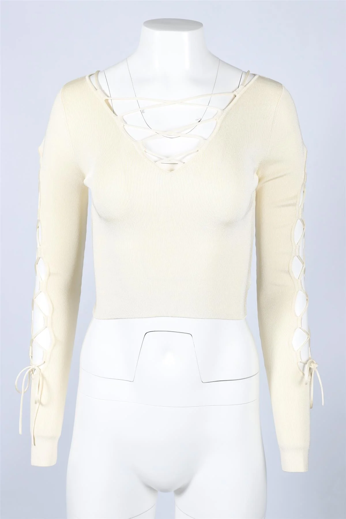 LAPOINTE CREAM CROPPED KNIT TOP XSMALL - Image 2