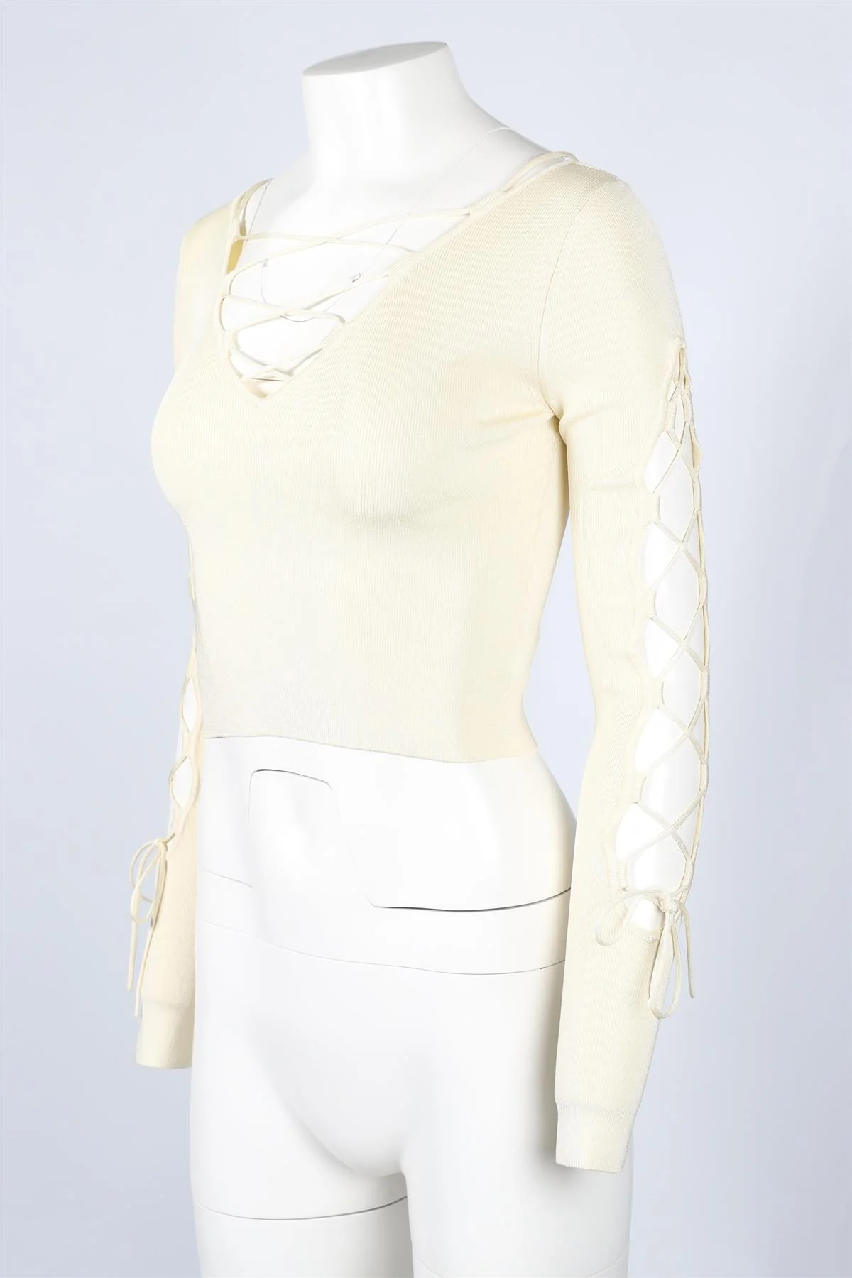 LAPOINTE CREAM CROPPED KNIT TOP XSMALL - Image 3
