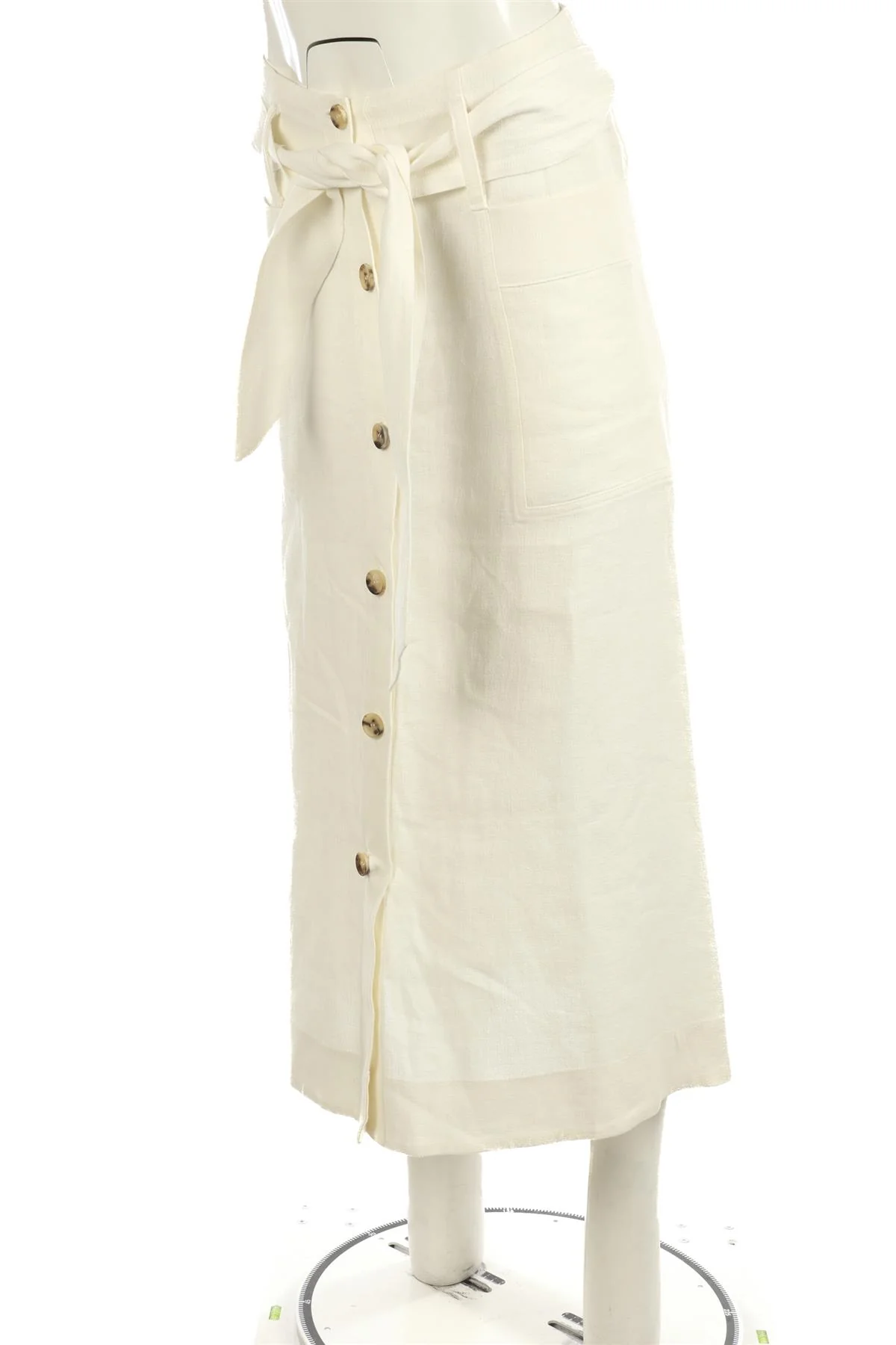 LE KASHA WHITE LINEN MIDI SKIRT SMALL - Image 3