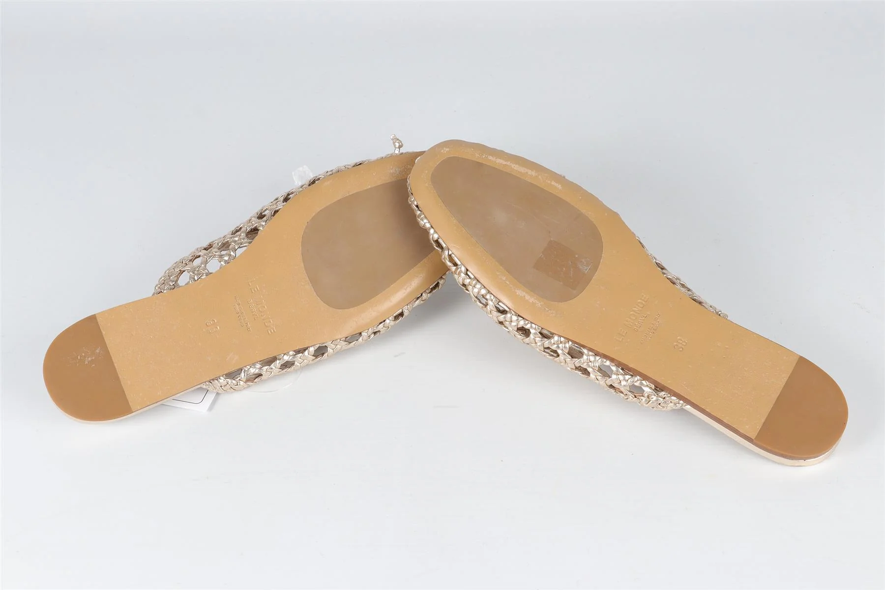 LE MONDE BERYL GOLD LEATHER MULES EU 38 UK 5 US 8 - Image 6
