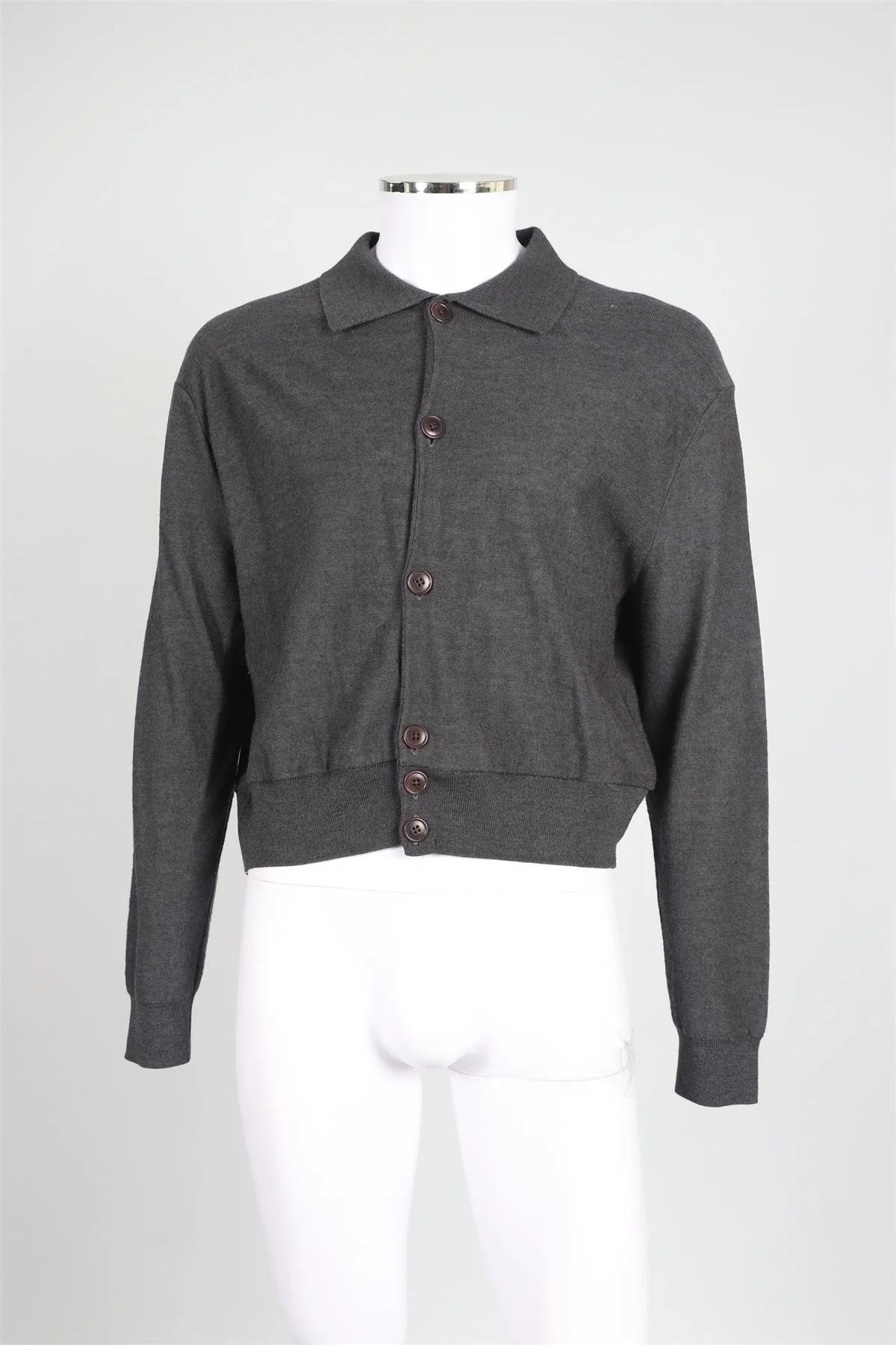LEMAIRE GREY MEN'S WOOL BLEND CARDIGAN MEDIUM - Image 2