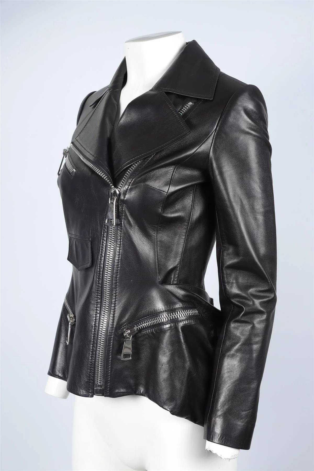 LENA LEMELOKY BLACK LEATHER JACKET IT 38 UK 6 - Image 3