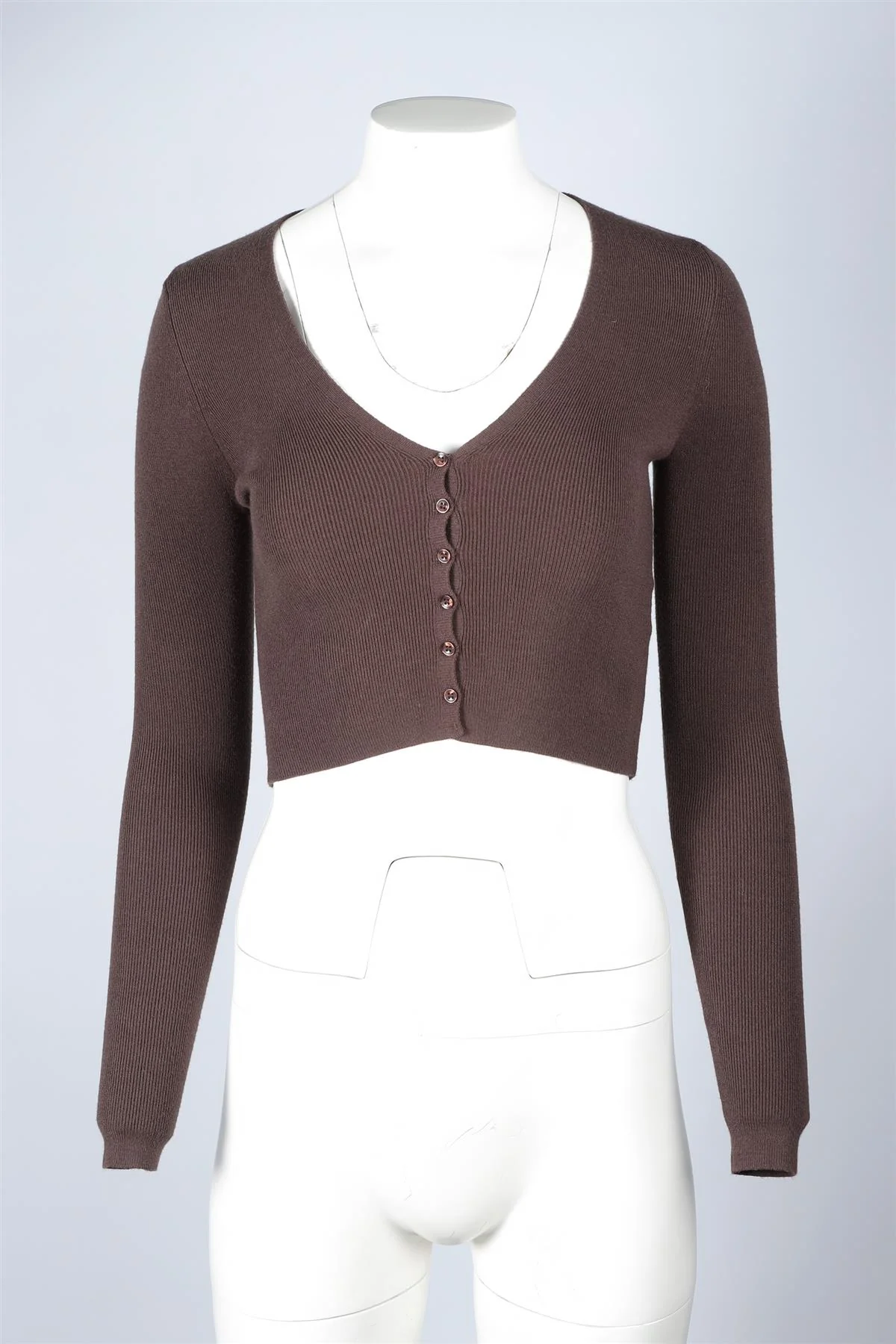 LESET BROWN KNIT CARDIGAN SMALL - Image 2