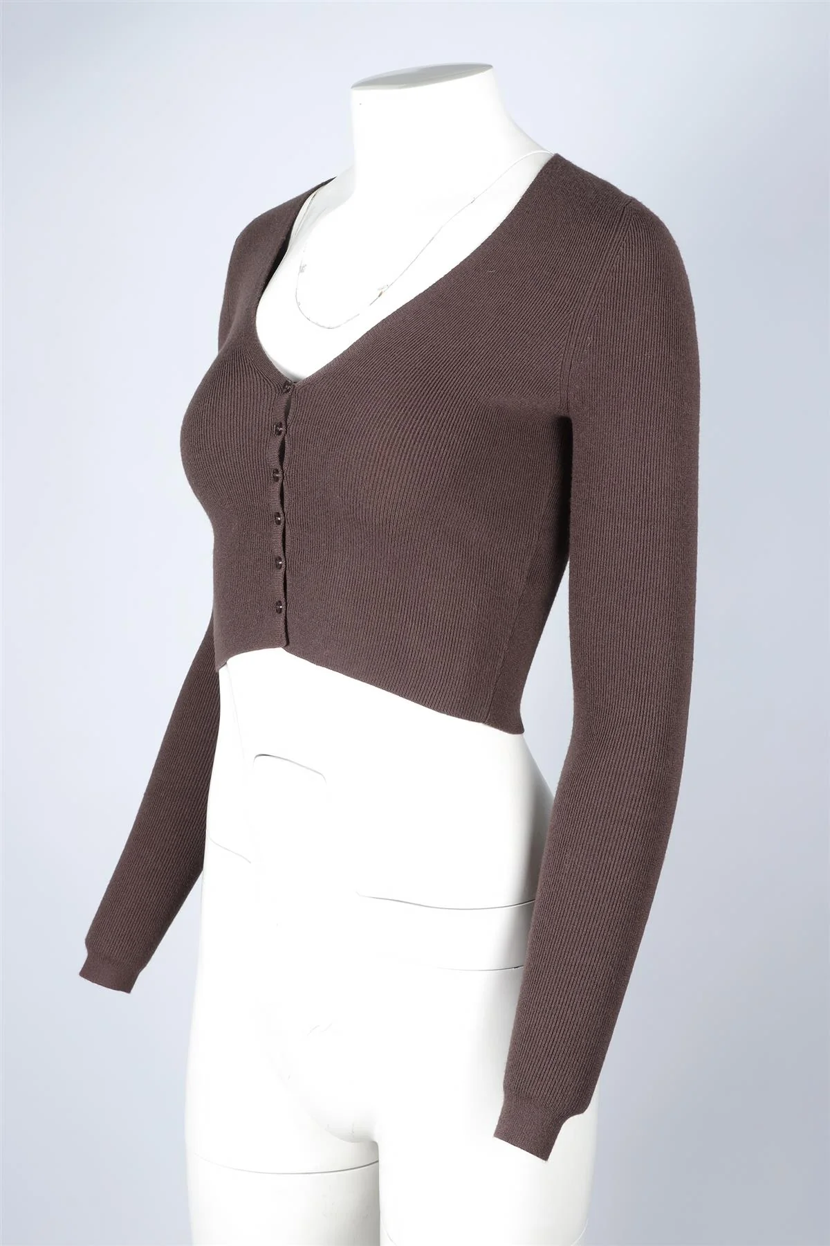 LESET BROWN KNIT CARDIGAN SMALL - Image 3