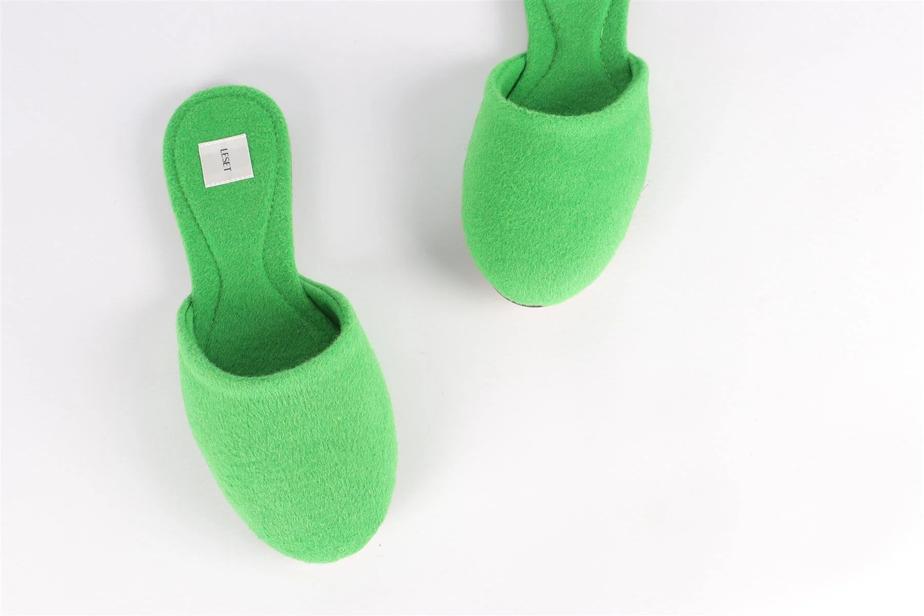 LESET GREEN FELT SLIPPERS EU 38 UK 5 US 8 - Image 4