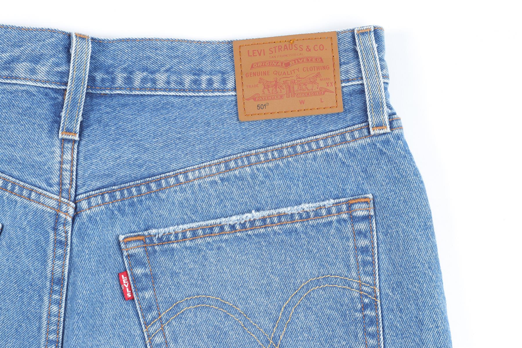 LEVI'S BLUE HIGH RISE DENIM SHORTS W30 UK 12 - Image 5
