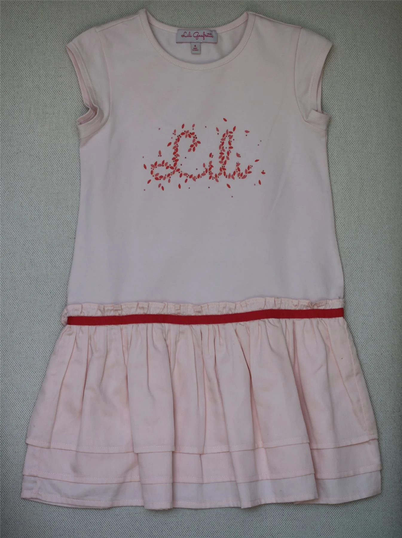 LILI GAUFRETTE GIRLS PINK LOGO DRESS 4 YEARS - Image 2