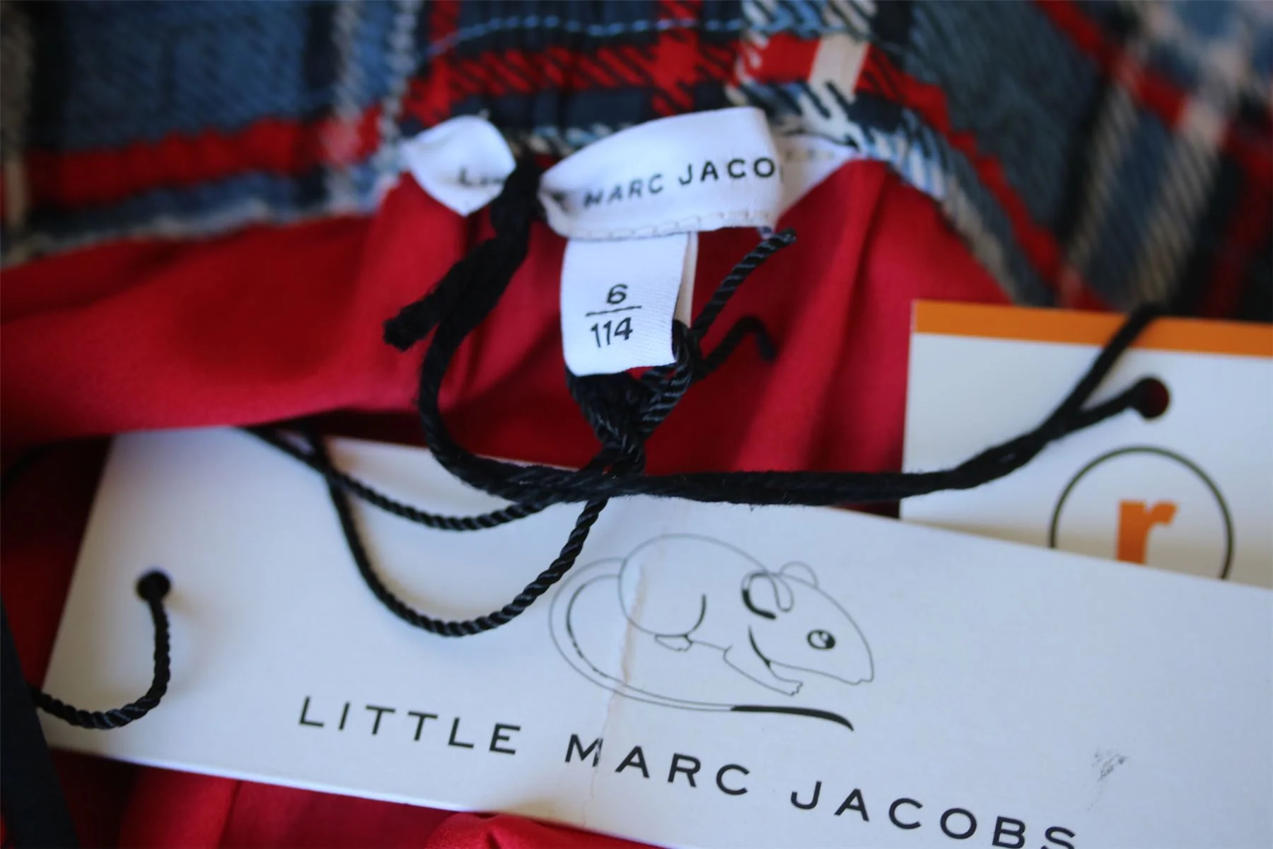 LITTLE MARC JACOBS GIRLS BLUE CHECK SHORTS WITH SEQUIN TIE UP 6 YEARS - Image 4