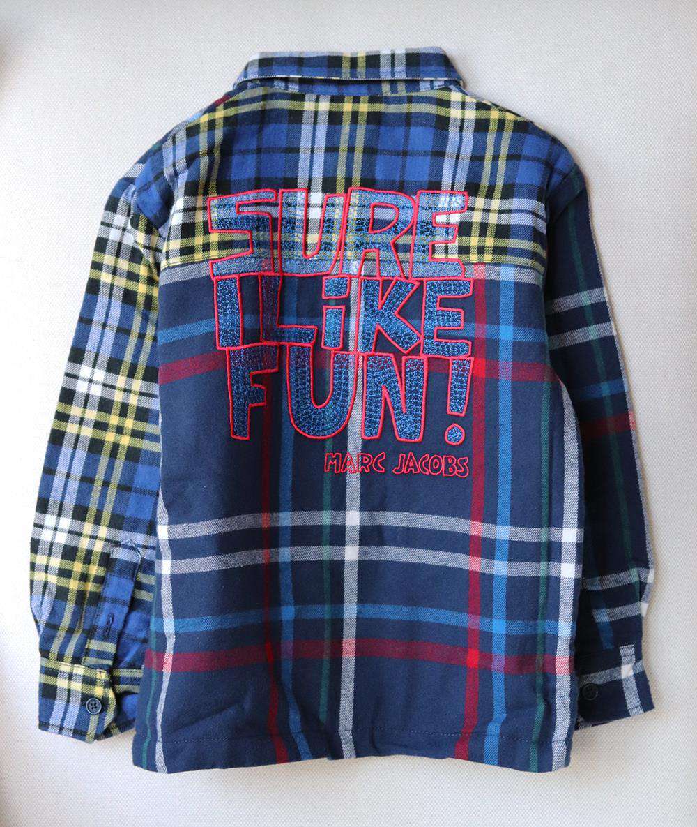 LITTLE MARC JACOBS KIDS BOYS CHECKED COTTON SHIRT 4 YEARS - Image 3