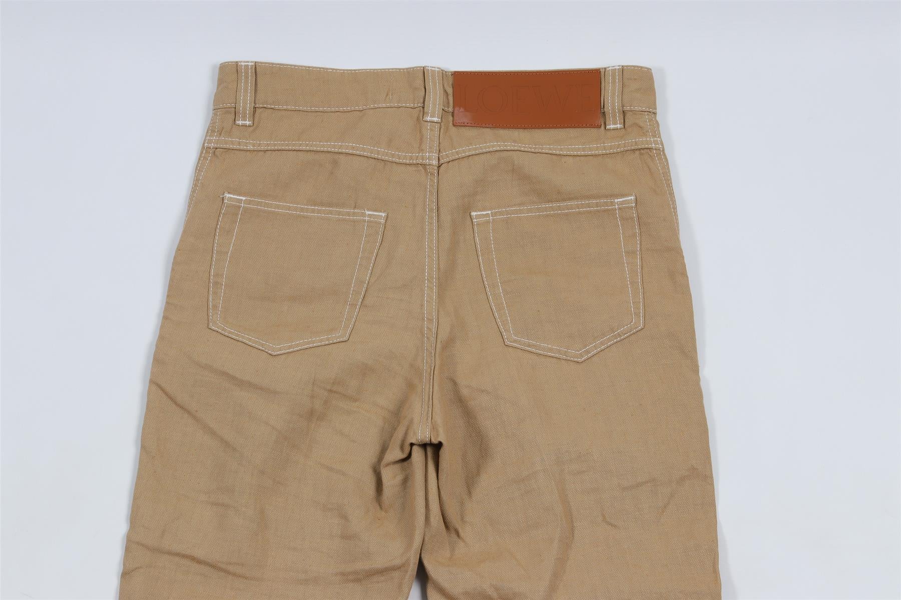 LOEWE BEIGE LINEN STRAIGHT LEG TROUSERS FR 36 UK 8 - Image 5