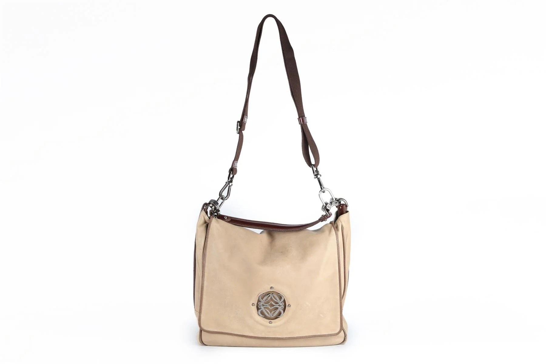 LOEWE BEIGE MAIA ANAGRAM LEATHER SHOULDER BAG - Image 3