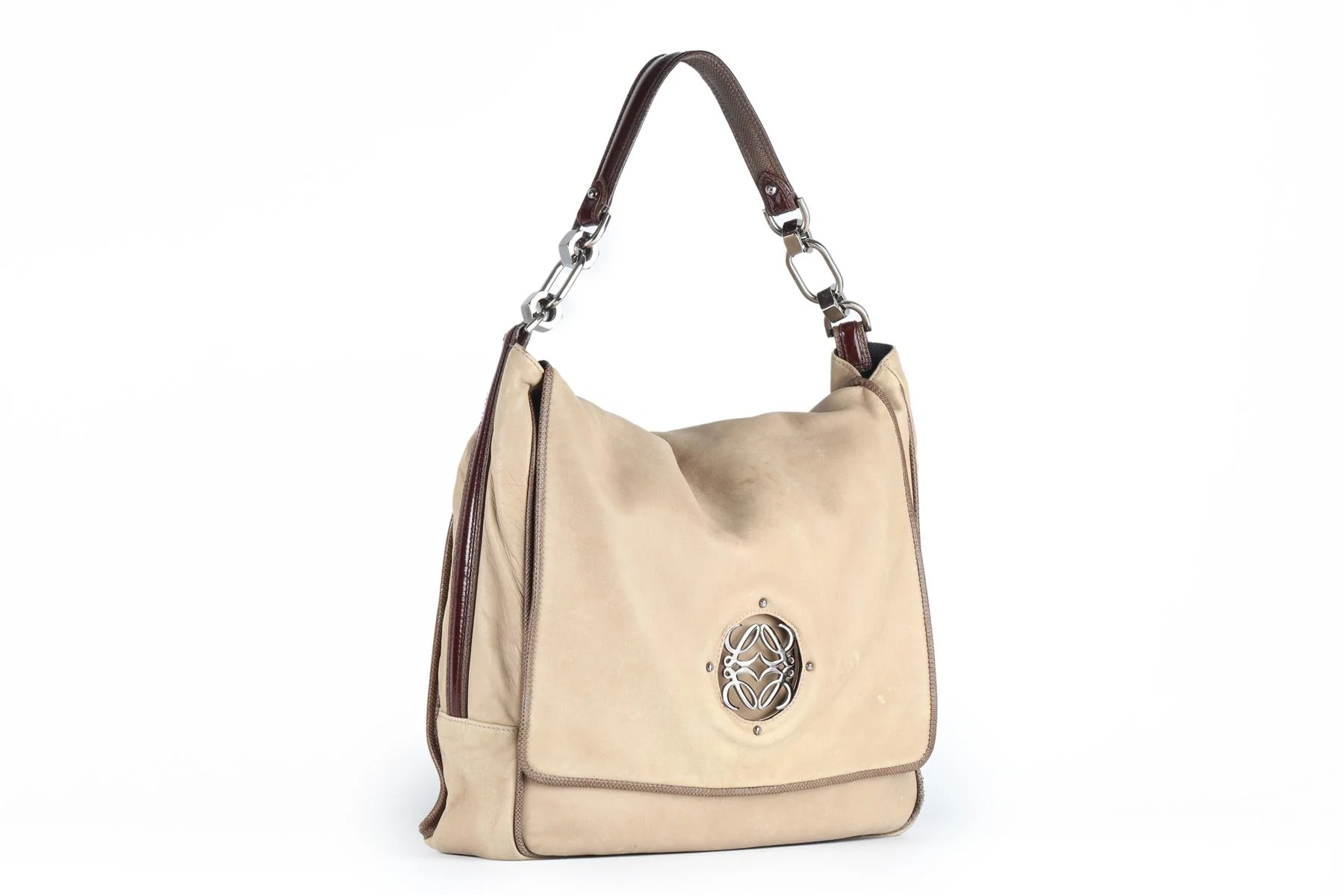 LOEWE BEIGE MAIA ANAGRAM LEATHER SHOULDER BAG - Image 4
