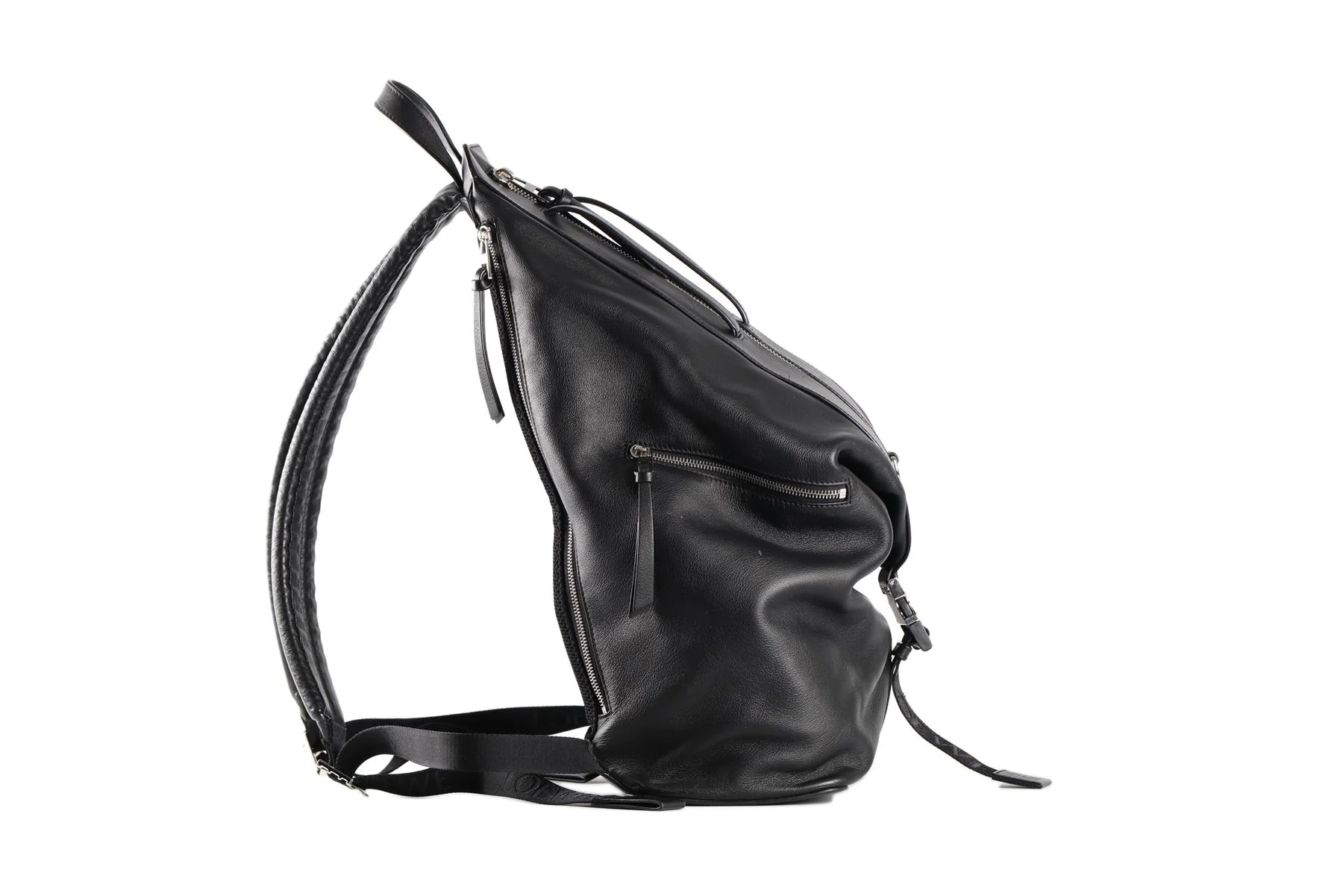 LOEWE BLACK CONVERTIBLE LEATHER BACKPACK - Image 4