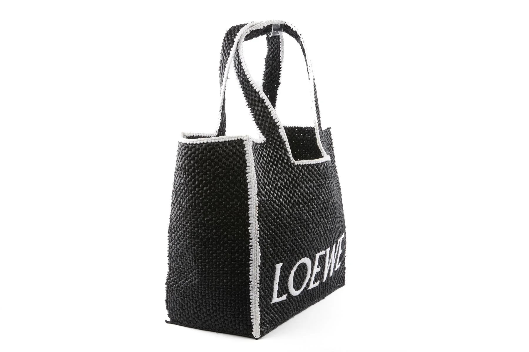 LOEWE BLACK LARGE RAFFIA TOTE BAG - Image 3