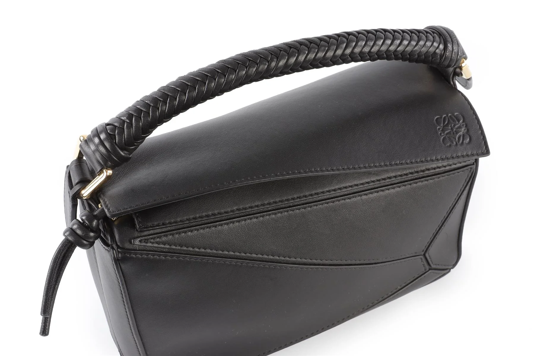 LOEWE BLACK PUZZLE SMALL LEATHER TOTE BAG - Image 9