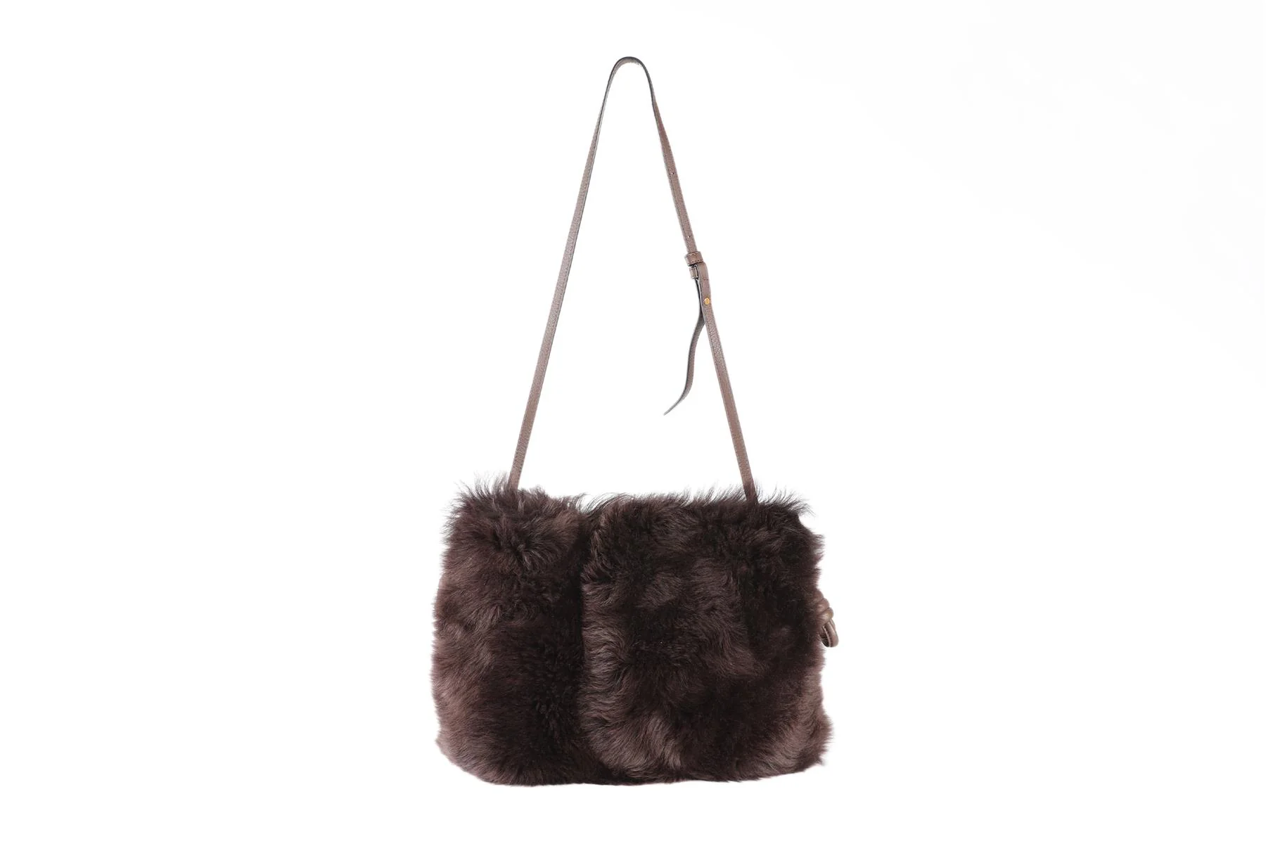 LOEWE BROWN FLAMENCO SHEARLING SHOULDER BAG - Image 5