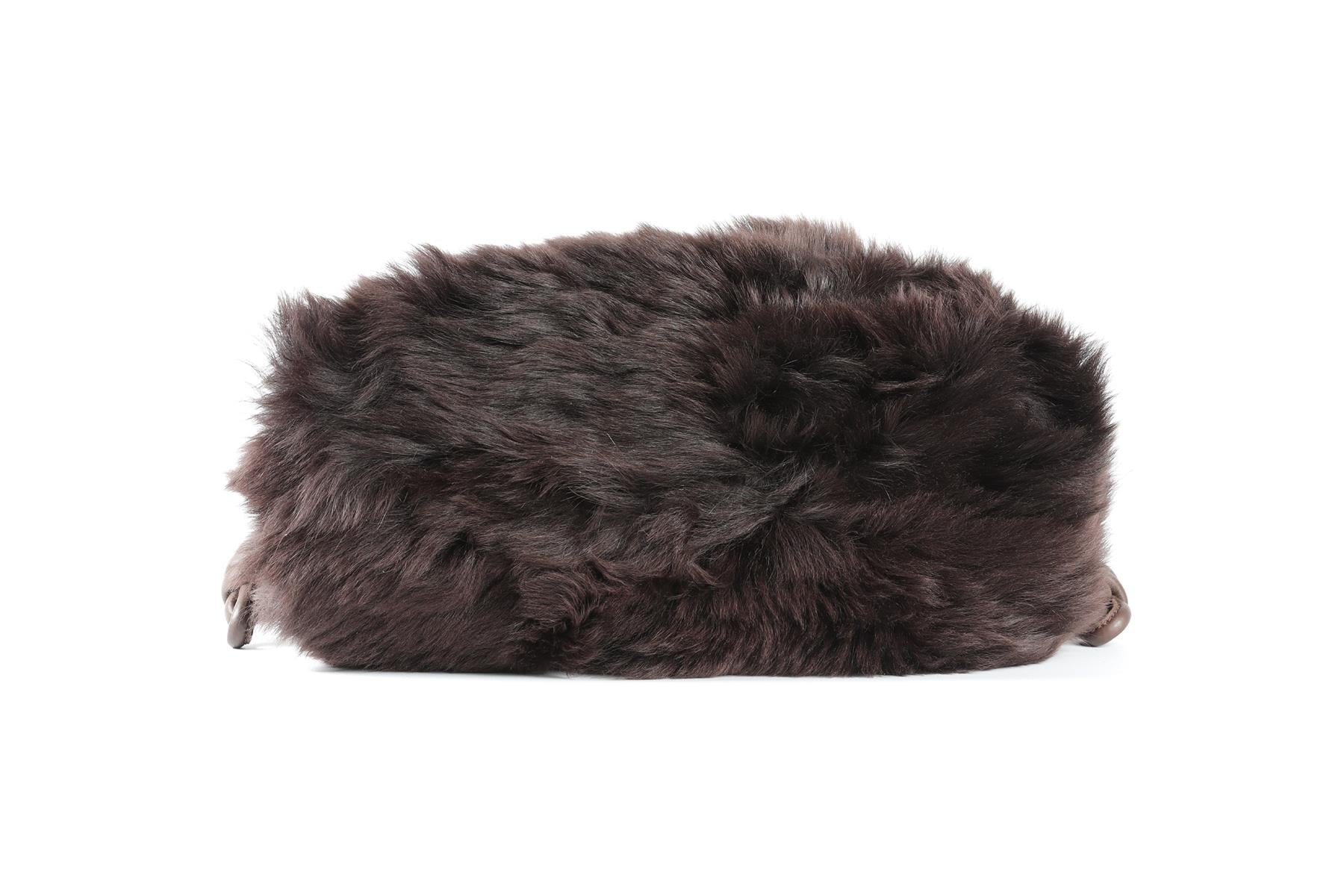 LOEWE BROWN FLAMENCO SHEARLING SHOULDER BAG - Image 9