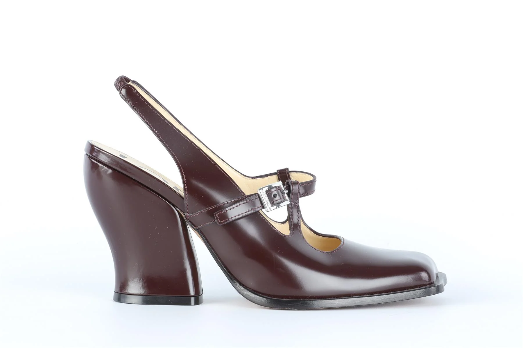 LOEWE BURGUNDY ONDA LEATHER PUMPS EU 39 UK 6 US 9 - Image 2