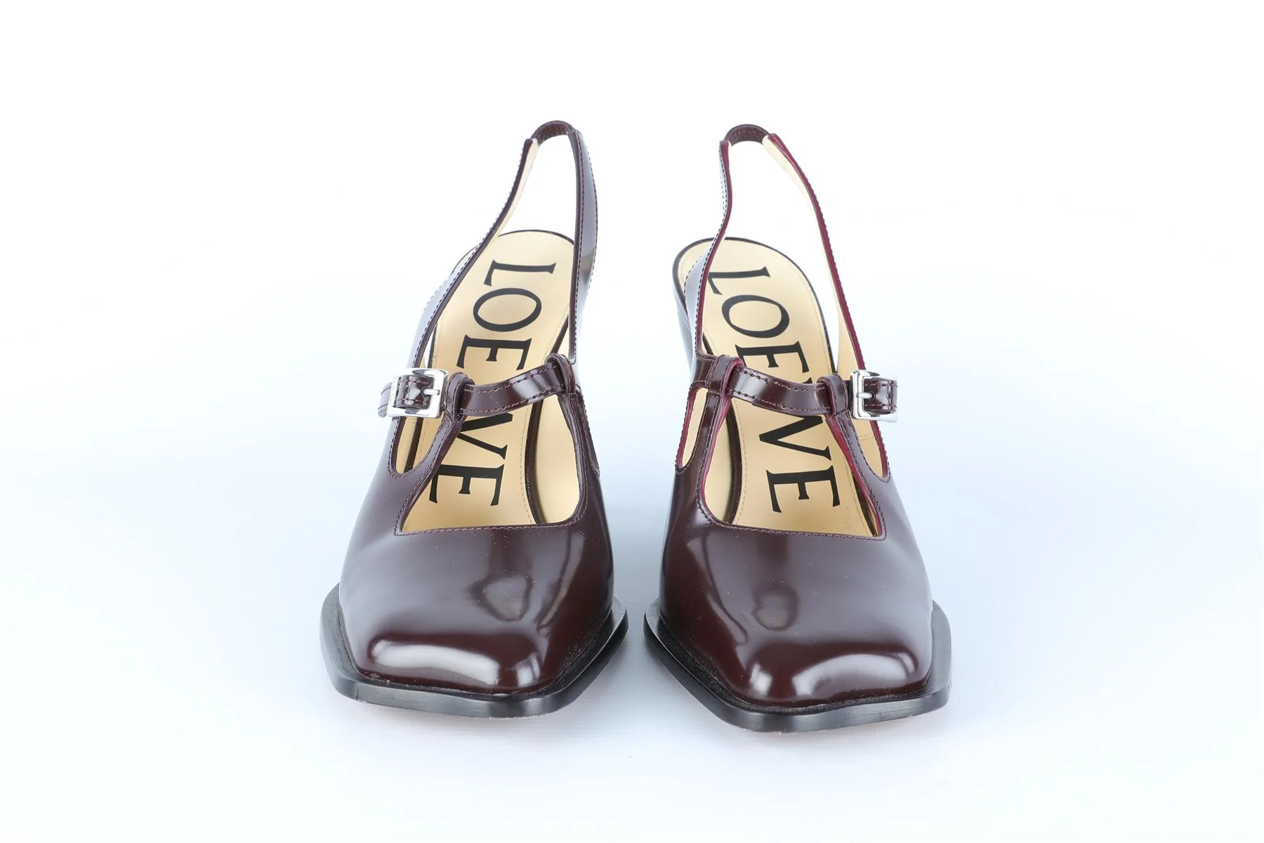 LOEWE BURGUNDY ONDA LEATHER PUMPS EU 39 UK 6 US 9 - Image 3