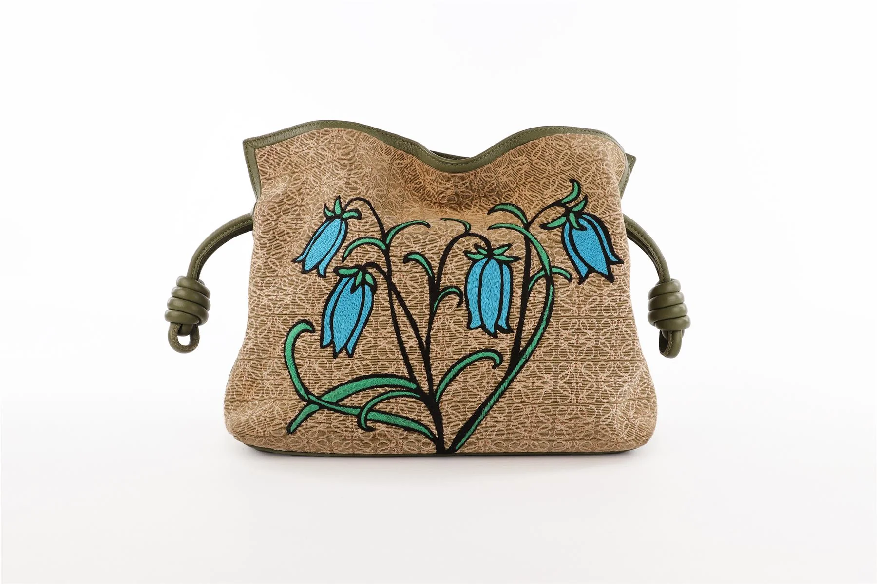 LOEWE GREEN FLAMENCO ANAGRAM FABRIC CLUTCH - Image 2