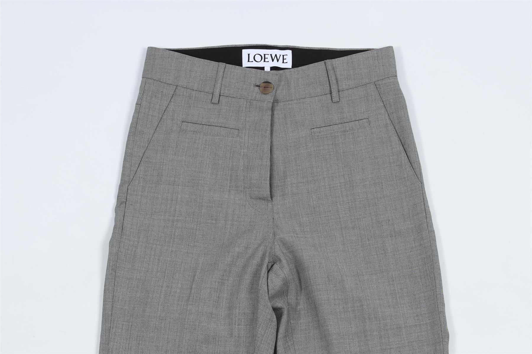 LOEWE GREY WOOL STRAIGHT LEG TROUSERS FR 34 UK 6 - Image 3