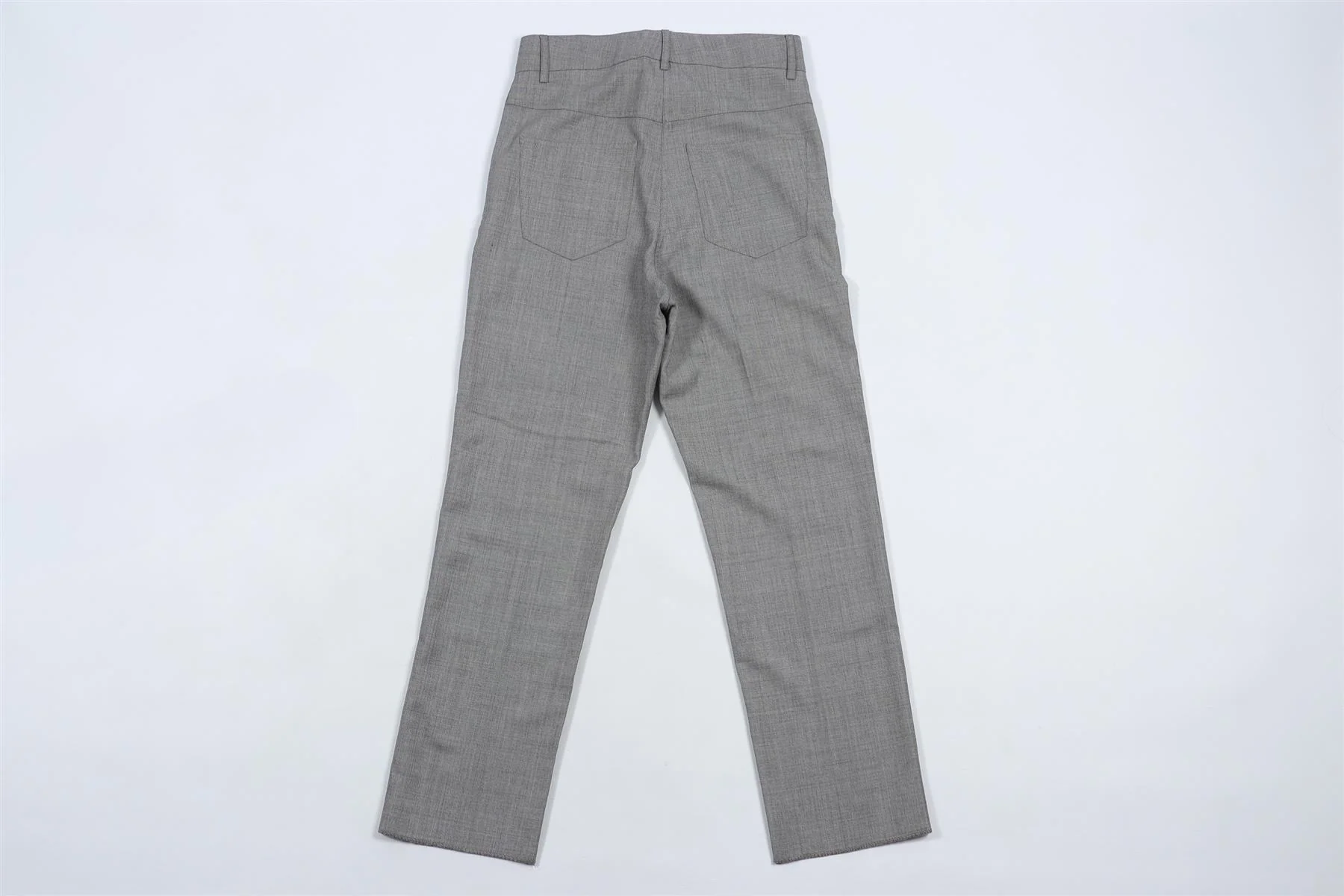 LOEWE GREY WOOL STRAIGHT LEG TROUSERS FR 34 UK 6 - Image 4
