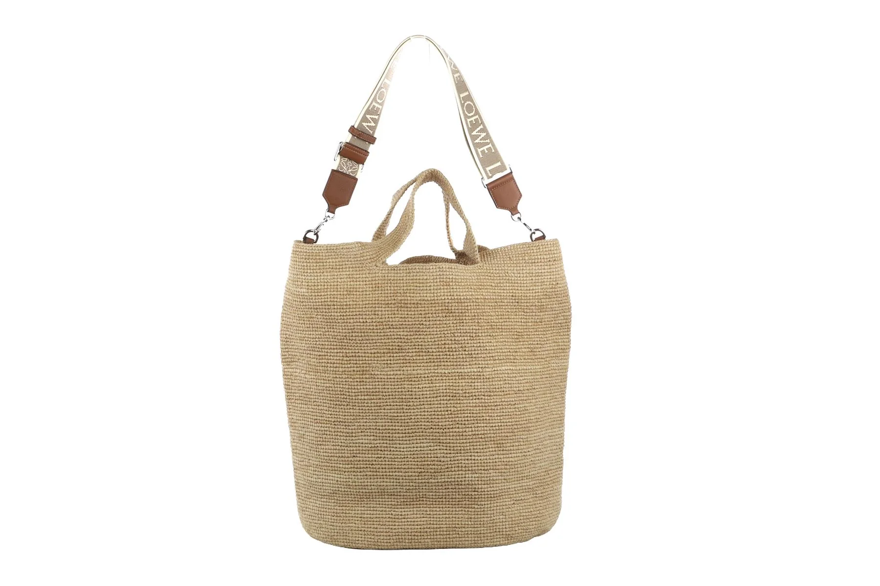 LOEWE + PAULA'S IBIZA BEIGE SLIT LARGE RAFFIA TOTE BAG - Image 7