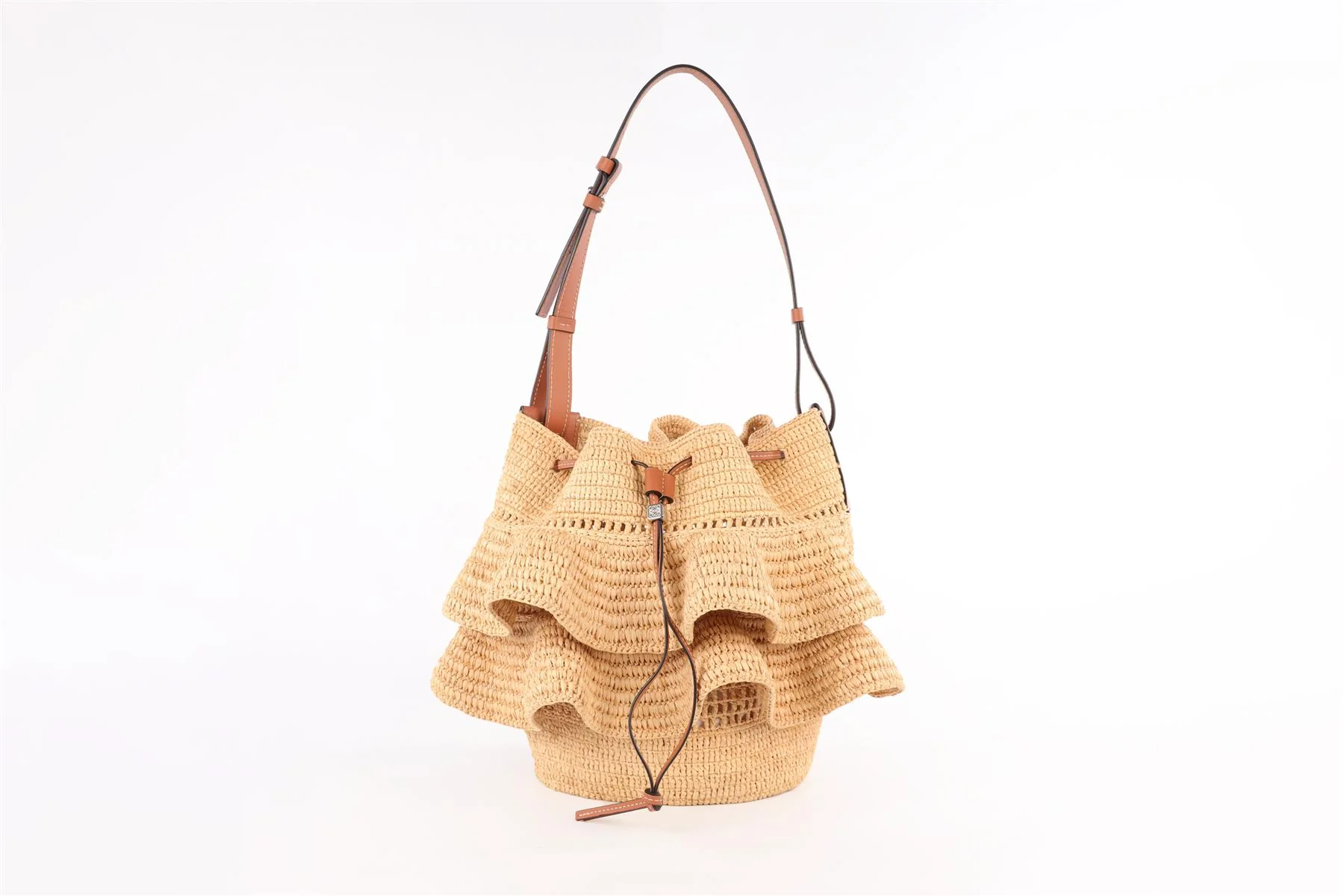 LOEWE X PAULA'S IBIZA BEIGE BALLOON RAFFIA SHOULDER BAG - Image 2