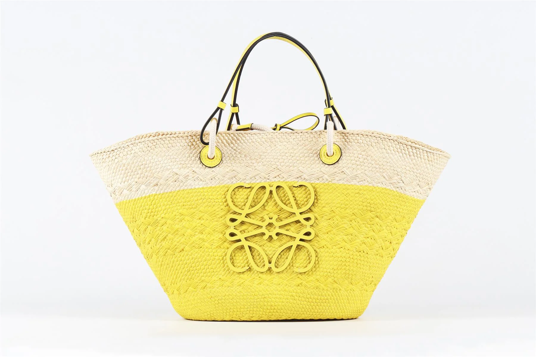 LOEWE YELLOW ANAGRAM MEDIUM STRAW SHOULDER BAG - Image 2