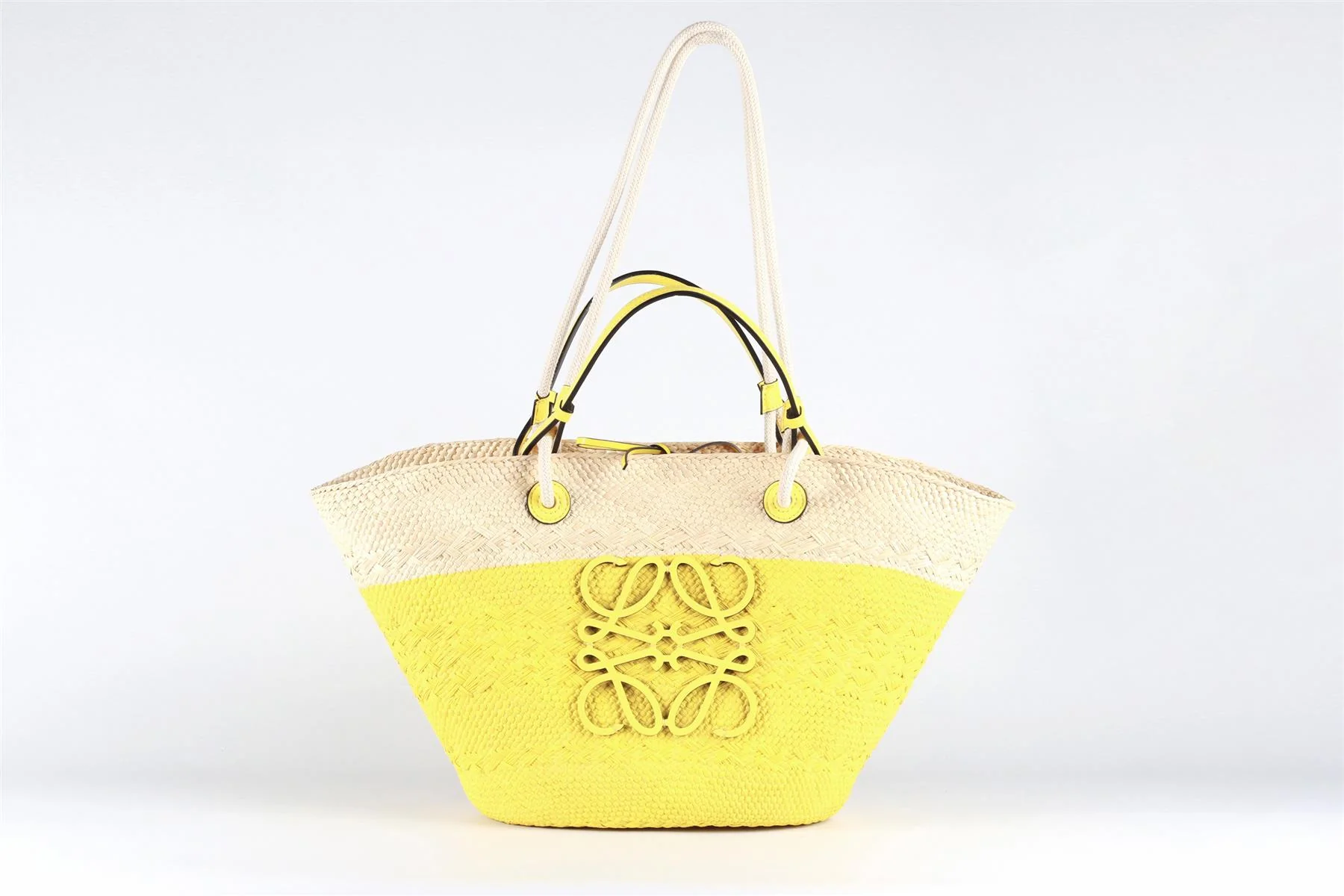 LOEWE YELLOW ANAGRAM MEDIUM STRAW SHOULDER BAG - Image 3